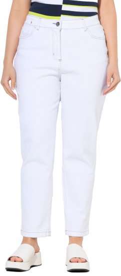 Ulla Popken Used Look 5 Pocket Comfy Waistband Mom Jeans Snow White - Női Farmer & Nadrágok Nagy Méretekben – Plus Size - 