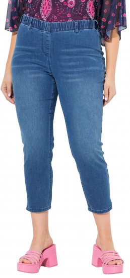 Ulla Popken Cropped Denim Look Stretch Fit Leggings Light Blue Denim - Női Farmer & Nadrágok Nagy Méretekben – Plus Size - 