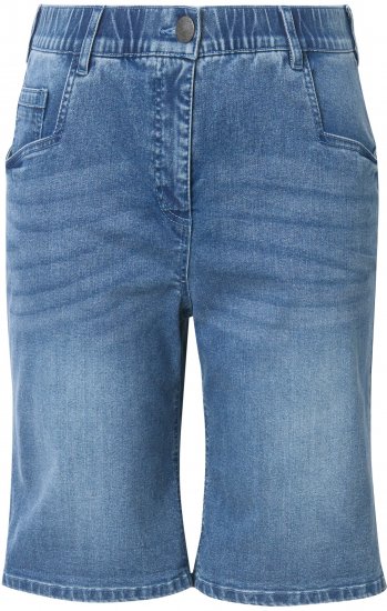 Ulla Popken Denim Wide Leg Elastic Waist Bermuda Shorts Blue Denim - Női Farmer & Nadrágok Nagy Méretekben – Plus Size - 