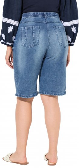 Ulla Popken Denim Wide Leg Elastic Waist Bermuda Shorts Blue Denim - Női Farmer & Nadrágok Nagy Méretekben – Plus Size - 