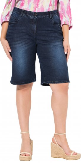 Ulla Popken Denim Wide Leg Elastic Waist Bermuda Shorts Denim Blue - Női Farmer & Nadrágok Nagy Méretekben – Plus Size - 