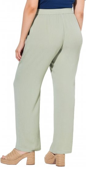 Ulla Popken Elastic Waist Crepe Pants Light Moss Green - Női Farmer & Nadrágok Nagy Méretekben – Plus Size - 