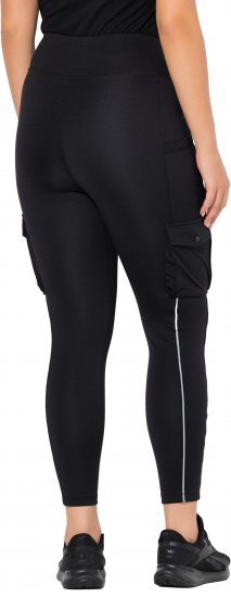 Ulla Popken Cargo Pocket Fleece Lined Sports Leggings Black - Női Farmer & Nadrágok Nagy Méretekben – Plus Size - 