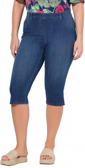 Ulla Popken Denim Elastic Waist Capres Blue Denim - Női Farmer & Nadrágok Nagy Méretekben – Plus Size - 
