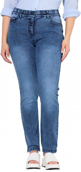 Ulla Popken Vintage Wash Stretch Fit Jeans Blue Denim - Női Farmer & Nadrágok Nagy Méretekben – Plus Size - 