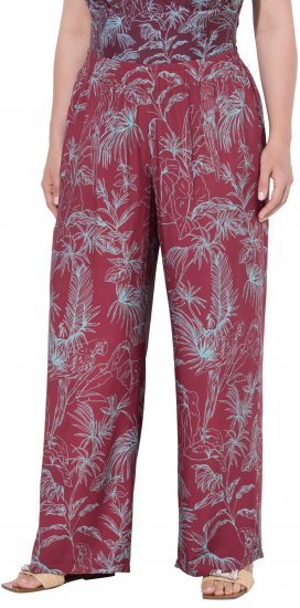 Ulla Popken Wide Leg Elastic Waist Jungle Print Palazzo Pants Brown - Női Farmer & Nadrágok Nagy Méretekben – Plus Size - 