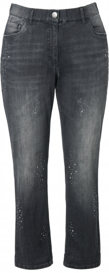 Ulla Popken Rivet Detail Stretch Fit Boyfriend Jeans Black - Női Farmer & Nadrágok Nagy Méretekben – Plus Size - 