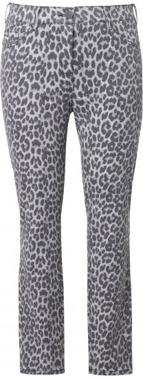 Ulla Popken Slim Leg Leopard Print Stretch Fit Jeans Bright Grey - Női Farmer & Nadrágok Nagy Méretekben – Plus Size - 