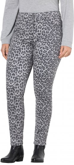 Ulla Popken Slim Leg Leopard Print Stretch Fit Jeans Bright Grey - Női Farmer & Nadrágok Nagy Méretekben – Plus Size - 