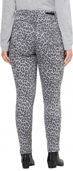 Ulla Popken Slim Leg Leopard Print Stretch Fit Jeans Bright Grey - Női Farmer & Nadrágok Nagy Méretekben – Plus Size - 
