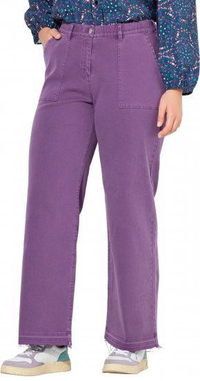 Ulla Popken Purple Fringed Hem Stretch Fit Jeans Lavender - Női Farmer & Nadrágok Nagy Méretekben – Plus Size - 