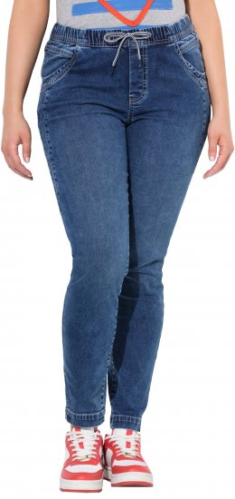 Ulla Popken Drawstring Jeggings Blue - Női Farmer & Nadrágok Nagy Méretekben – Plus Size - 