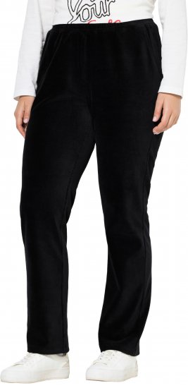 Ulla Popken Corduroy Elastic Waist Pants Black - Női Farmer & Nadrágok Nagy Méretekben – Plus Size - 