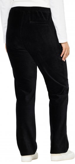 Ulla Popken Corduroy Elastic Waist Pants Black - Női Farmer & Nadrágok Nagy Méretekben – Plus Size - 
