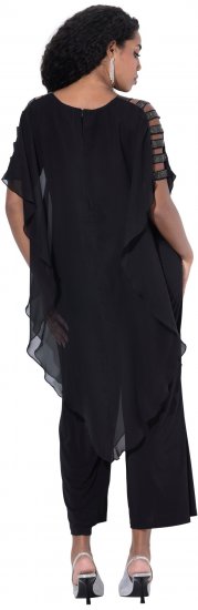 Ulla Popken Layered Chiffon Wrap Jumpsuit Grey - Női Farmer & Nadrágok Nagy Méretekben – Plus Size - 