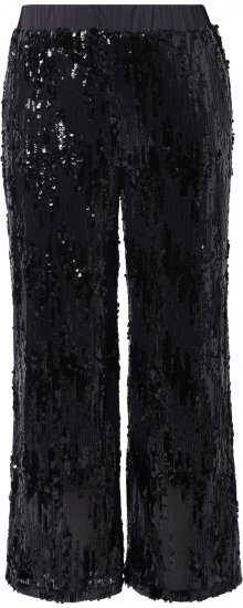Ulla Popken Sequined Elastic Waist Pants Black - Női Farmer & Nadrágok Nagy Méretekben – Plus Size - 
