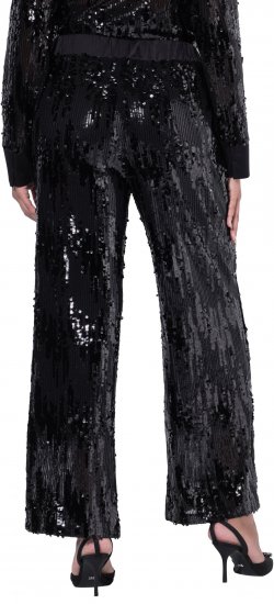 Ulla Popken Sequined Elastic Waist Pants Black - Női Farmer & Nadrágok Nagy Méretekben – Plus Size - 
