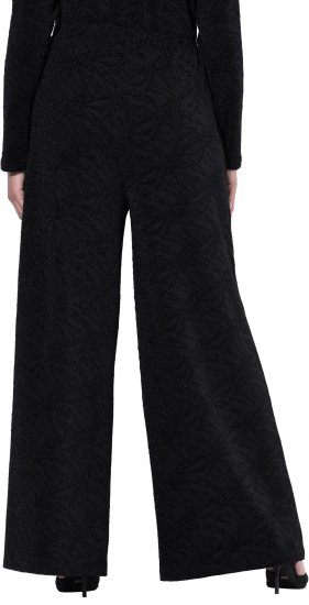 Ulla Popken Wide Leg Elastic Waist Glitter Pants Black - Női Farmer & Nadrágok Nagy Méretekben – Plus Size - 