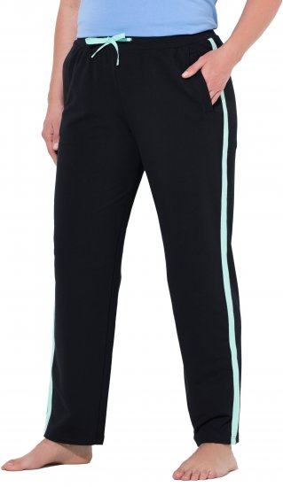 Ulla Popken Side Stripe Elastic Waist Joggers Black - Női Farmer & Nadrágok Nagy Méretekben – Plus Size - 