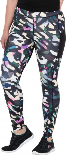 Ulla Popken Quick Drying Botanical Print Sport Leggings Black - Női Farmer & Nadrágok Nagy Méretekben – Plus Size - 