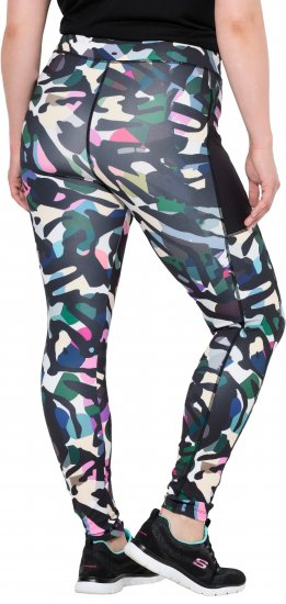 Ulla Popken Quick Drying Botanical Print Sport Leggings Black - Női Farmer & Nadrágok Nagy Méretekben – Plus Size - 
