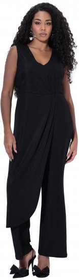 Ulla Popken Draped Sleeveless Glitter Jumpsuit Navy - Női Farmer & Nadrágok Nagy Méretekben – Plus Size - 