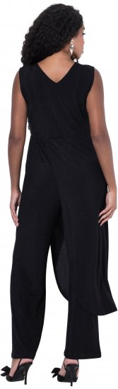 Ulla Popken Draped Sleeveless Glitter Jumpsuit Navy - Női Farmer & Nadrágok Nagy Méretekben – Plus Size - 