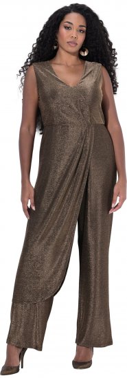 Ulla Popken Draped Sleeveless Glitter Jumpsuit Pearl White - Női Farmer & Nadrágok Nagy Méretekben – Plus Size - 