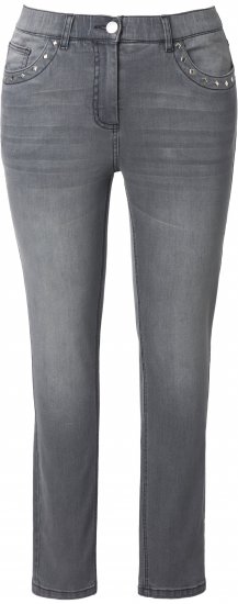 Ulla Popken Rivet Studded Stretch Fit Jeans Grey Denim - Női Farmer & Nadrágok Nagy Méretekben – Plus Size - 