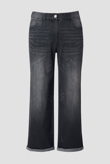 Ulla Popken Rivet Studded Stretch Fit Jeans Black - Női Farmer & Nadrágok Nagy Méretekben – Plus Size - 