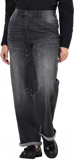 Ulla Popken Rivet Studded Stretch Fit Jeans Black - Női Farmer & Nadrágok Nagy Méretekben – Plus Size - 