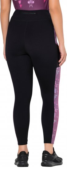 Ulla Popken Quick Drying Botanical Print Sport Leggings Black - Női Farmer & Nadrágok Nagy Méretekben – Plus Size - 