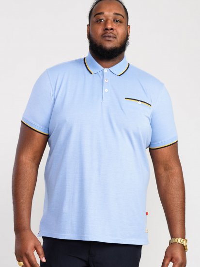 D555 Talbot Pique with Jacquard Collar Polo Shirt Blue - Pólóingek - Galléros Pólók 2XL-8XL - Pólóingek 2XL-8XL