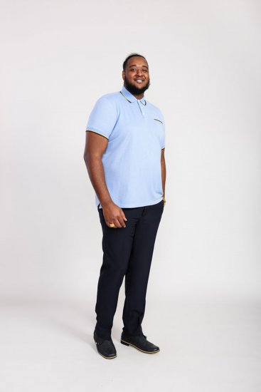 D555 Talbot Pique with Jacquard Collar Polo Shirt Blue - Pólóingek - Galléros Pólók 2XL-8XL - Pólóingek 2XL-8XL