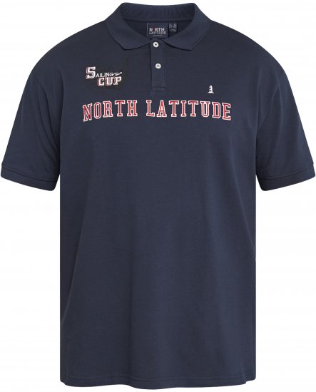 North Latitude 61131 Piké Póló Kontraszt Ujjal és Hímzéssel Tengerészkék - Pólóingek - Galléros Pólók 2XL-8XL - Pólóingek 2XL-8XL
