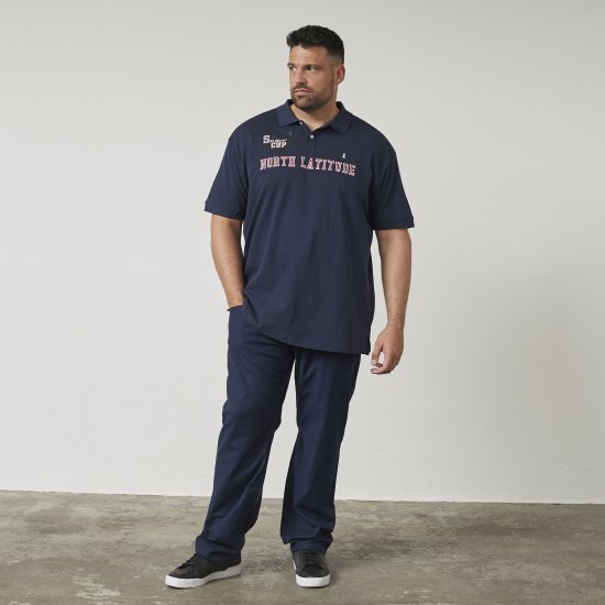 North Latitude 61131 Piké Póló Kontraszt Ujjal és Hímzéssel Tengerészkék - Pólóingek - Galléros Pólók 2XL-8XL - Pólóingek 2XL-8XL