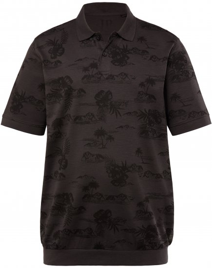JP1880 Pique with All-over Print Polo Shirt TALL Black - TALL pólóingek - TALL galléros pólók