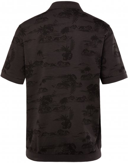 JP1880 Pique with All-over Print Polo Shirt TALL Black - TALL pólóingek - TALL galléros pólók
