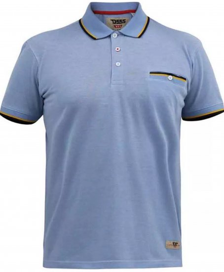 D555 Talbot Pique with Jacquard Collar Polo Shirt Blue - Pólóingek - Galléros Pólók 2XL-8XL - Pólóingek 2XL-8XL