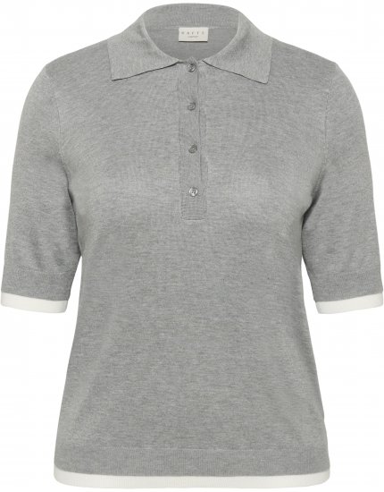 Kaffe Curve Lizzy Contrast Knitted Polo Grey Melange - Galléros pólók - 
