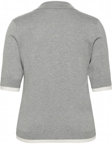 Kaffe Curve Lizzy Contrast Knitted Polo Grey Melange - Galléros pólók - 