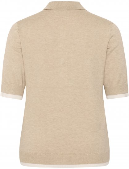Kaffe Curve Lizzy Contrast Knitted Polo Feather Grey Melange - Galléros pólók - 