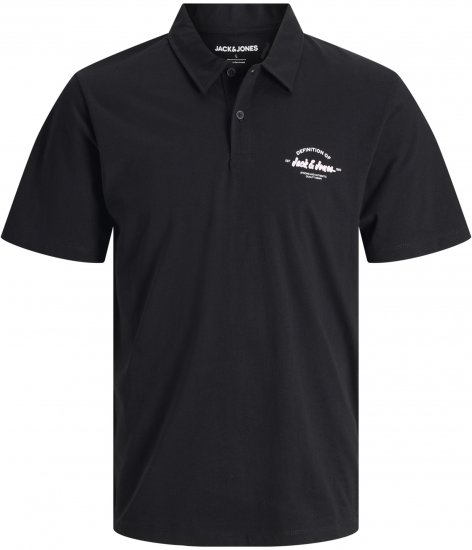 Jack & Jones Brandon Short Sleeve Polo Black - Pólóingek - Galléros Pólók 2XL-8XL - Pólóingek 2XL-8XL