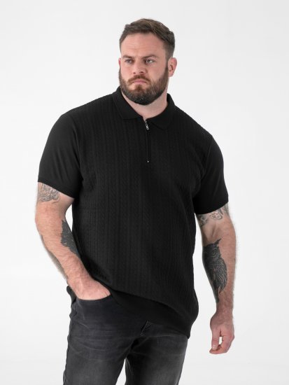 D555 Kennedy Cable Knitted Polo Black - Pólóingek - Galléros Pólók 2XL-8XL - Pólóingek 2XL-8XL