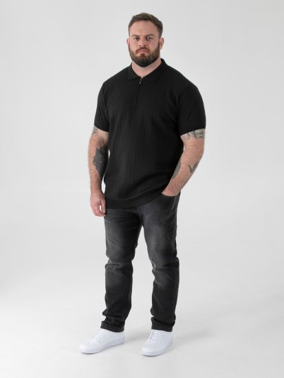 D555 Kennedy Cable Knitted Polo Black - Pólóingek - Galléros Pólók 2XL-8XL - Pólóingek 2XL-8XL