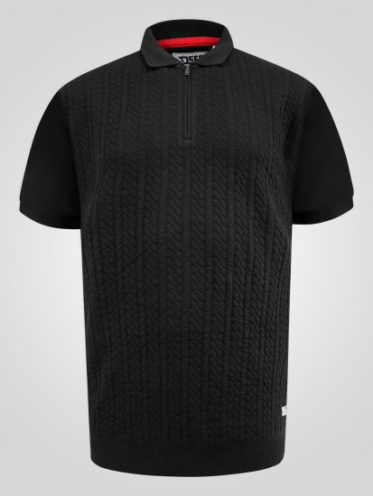 D555 Kennedy Cable Knitted Polo Black - Pólóingek - Galléros Pólók 2XL-8XL - Pólóingek 2XL-8XL