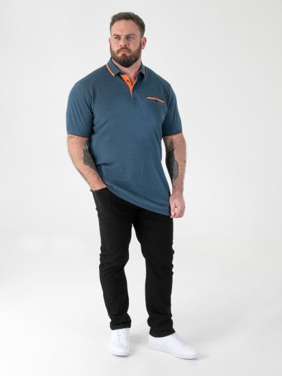 D555 Harvey Pique with Jacquard Collar & Cuffs Polo Teal - Pólóingek - Galléros Pólók 2XL-8XL - Pólóingek 2XL-8XL