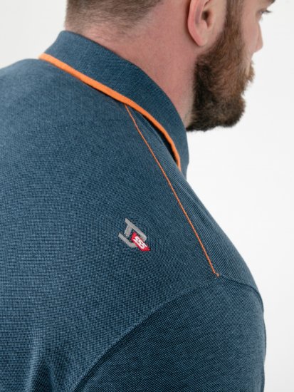 D555 Harvey Pique with Jacquard Collar & Cuffs Polo Teal - Pólóingek - Galléros Pólók 2XL-8XL - Pólóingek 2XL-8XL