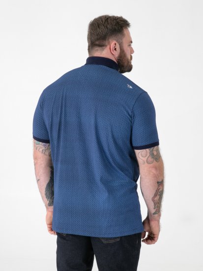 D555 Murray Printed Jacquard Collar & Cuff Short Sleeve Polo Blue - Pólóingek - Galléros Pólók 2XL-8XL - Pólóingek 2XL-8XL