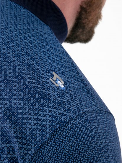 D555 Murray Printed Jacquard Collar & Cuff Short Sleeve Polo Blue - Pólóingek - Galléros Pólók 2XL-8XL - Pólóingek 2XL-8XL